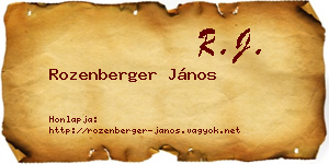 Rozenberger János névjegykártya
